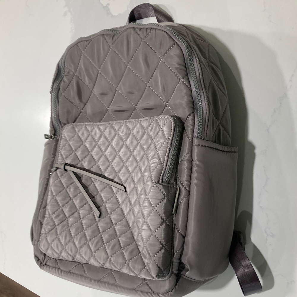 Gray Quilted Men's Backpack - Picture 2 of 7